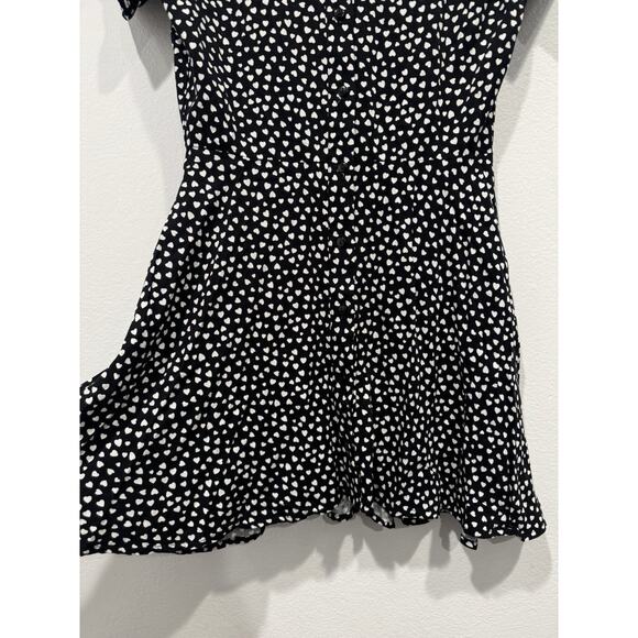 MANGO Heart Print Mini Dress Women’s Size 2 Embroidered Heart Breaker Buttons - Picture 7 of 8